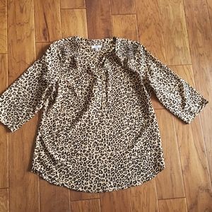 Croft & Barrow Cheetah Print Flowy Blouse Size L